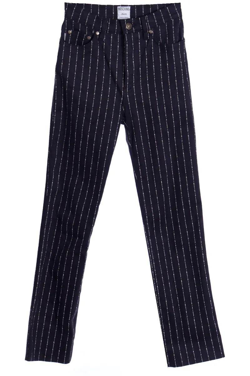 1990s Vintage Franco Moschino Jeans Deadstock Pants w The Word Pinstripes