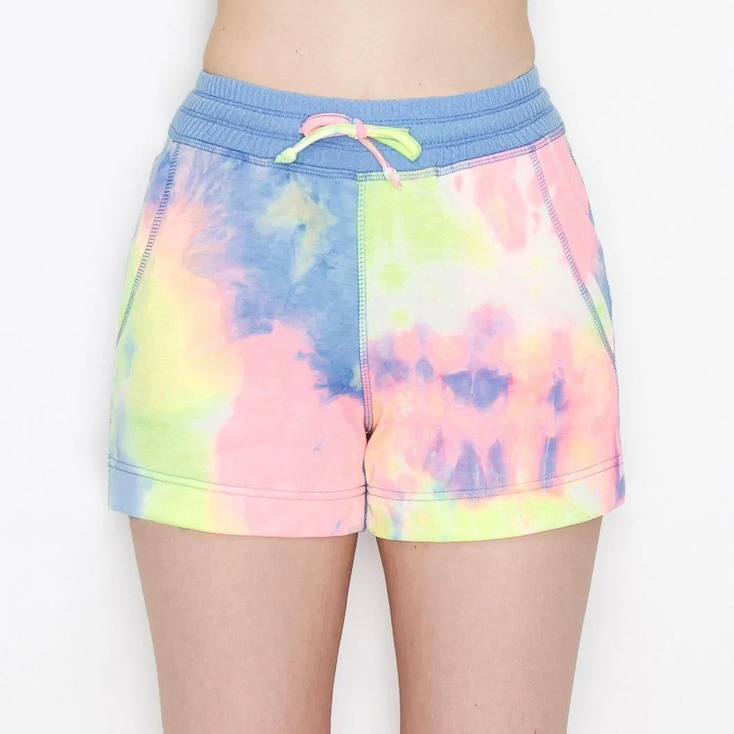 ALWAYS Women's Tie Dye French Terry 3" Shorts - Yoga Casual Jersey Elastic Drawstring Lounge Pajama Running Shorts with Pockets