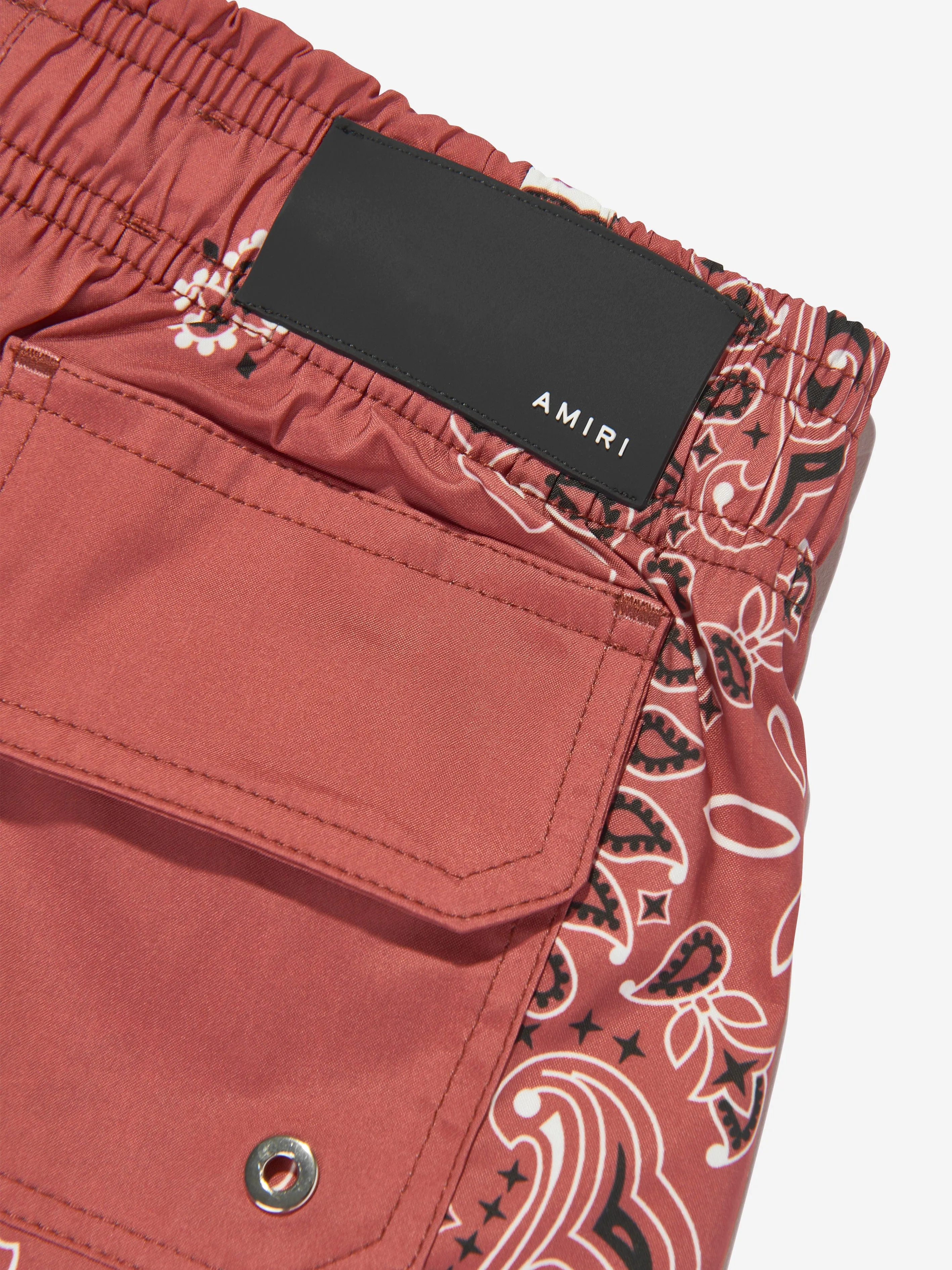 Amiri Boys Bandana Swim Trunks in Red