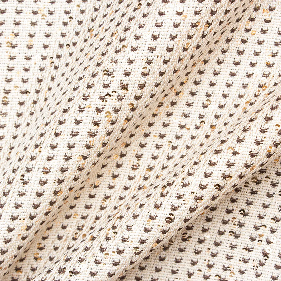 Beige, Brown & Gold Sequinned Bouclé