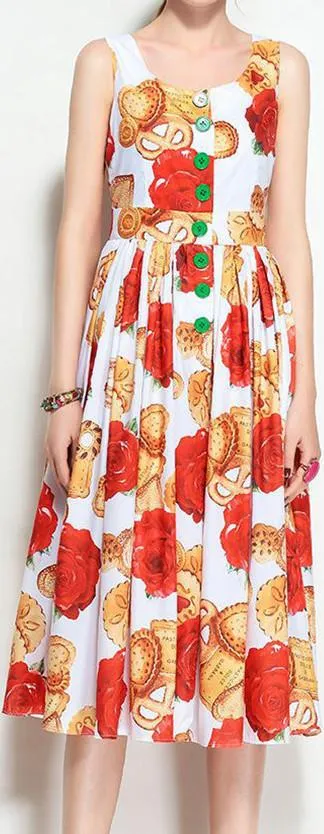 Biscotti and Rose Midi Dress