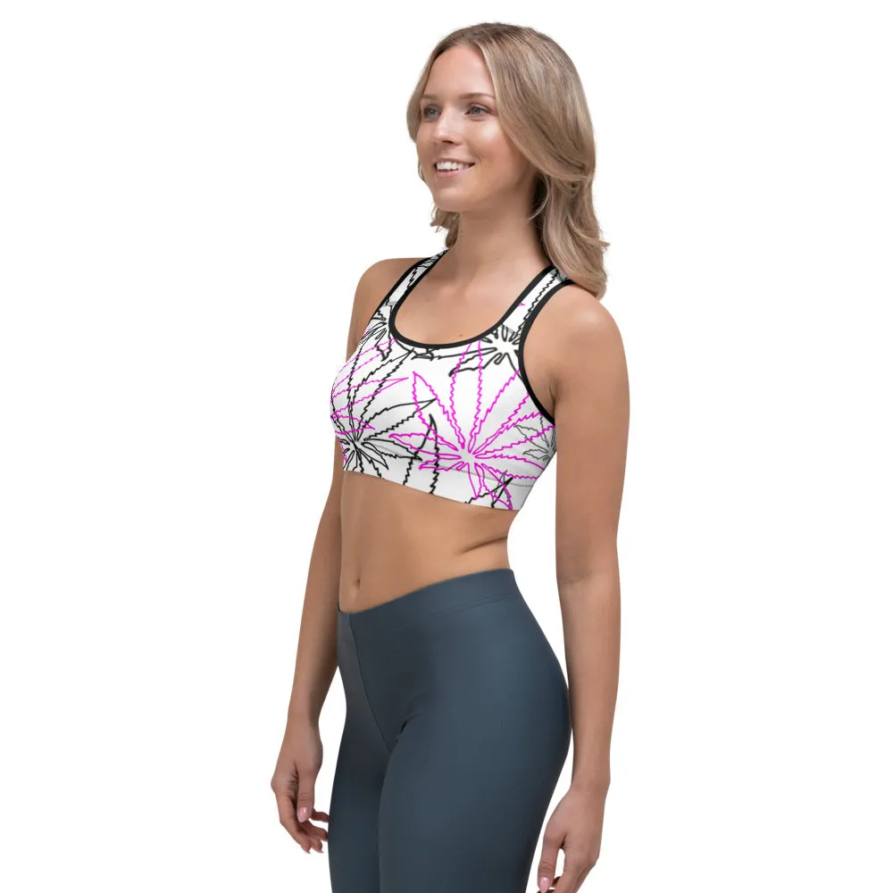 Black/Pink Leaf E4SO Sports bra