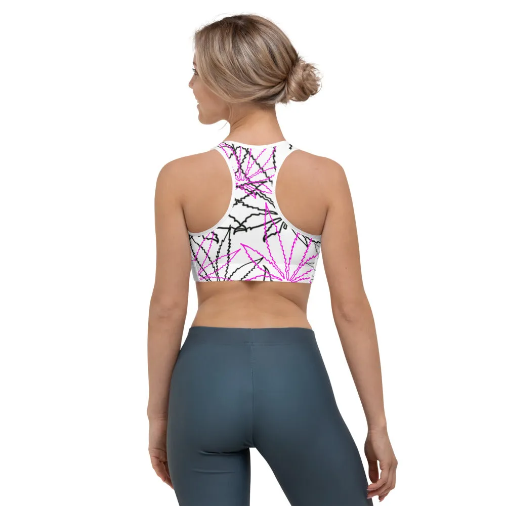 Black/Pink Leaf E4SO Sports bra