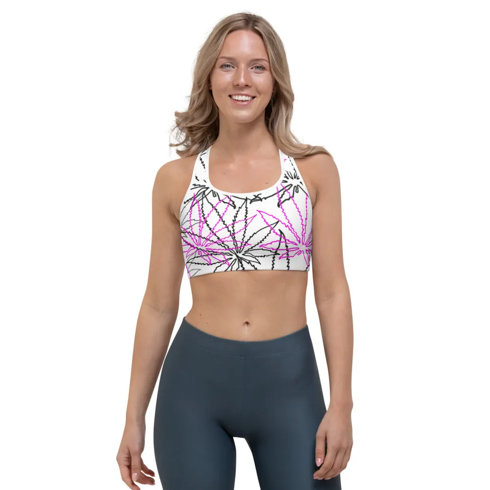 Black/Pink Leaf E4SO Sports bra