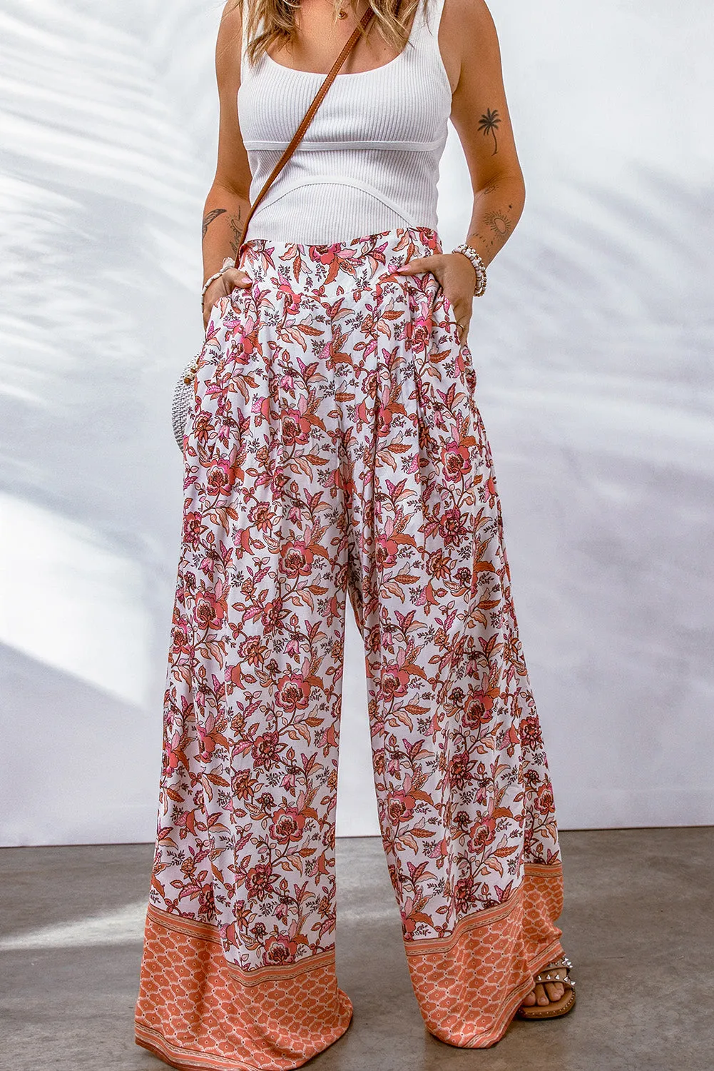 Boho Pleated Culottes Pants