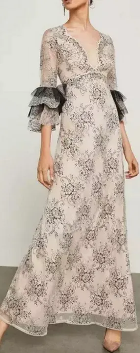 Cascading Floral Lace Maxi Dress