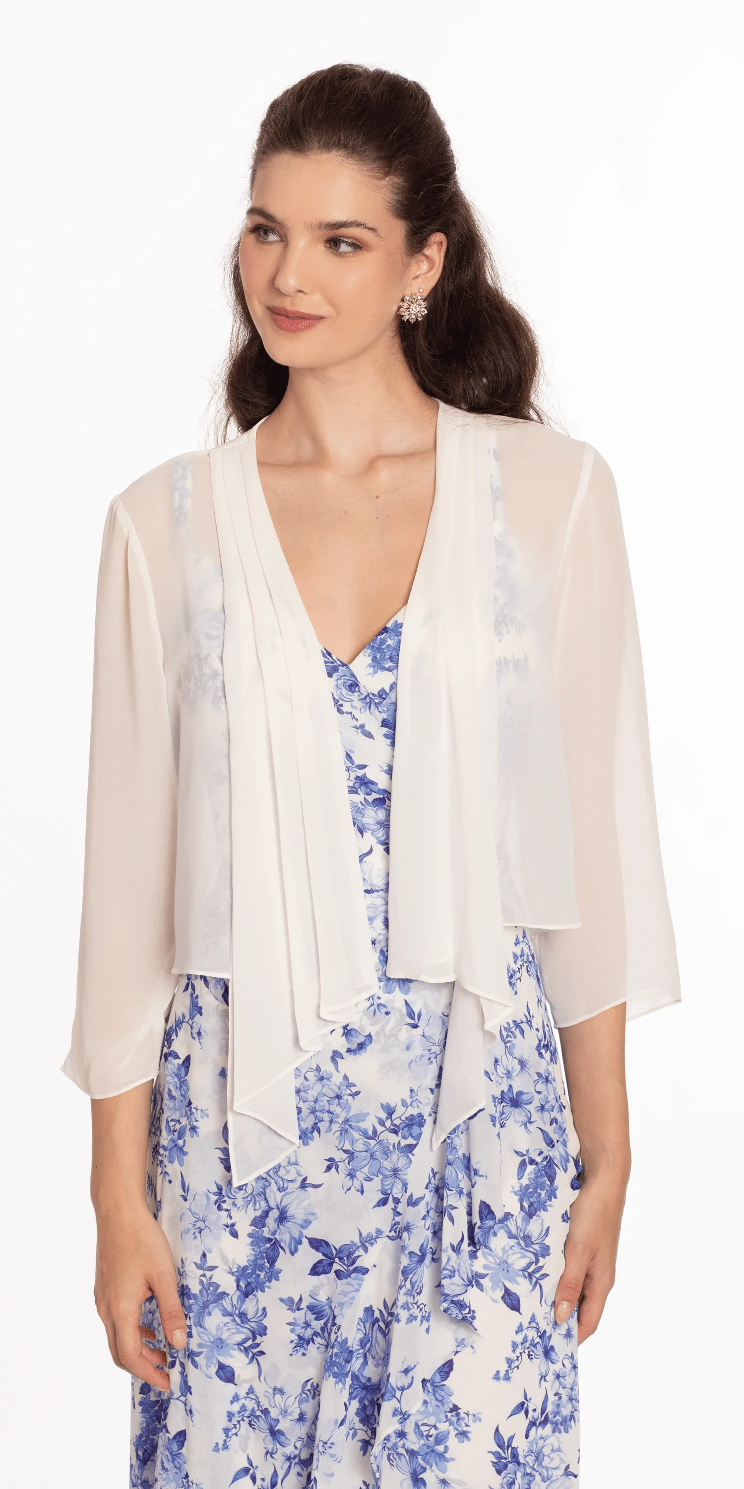 Chiffon Drape Front Jacket with Sleeves