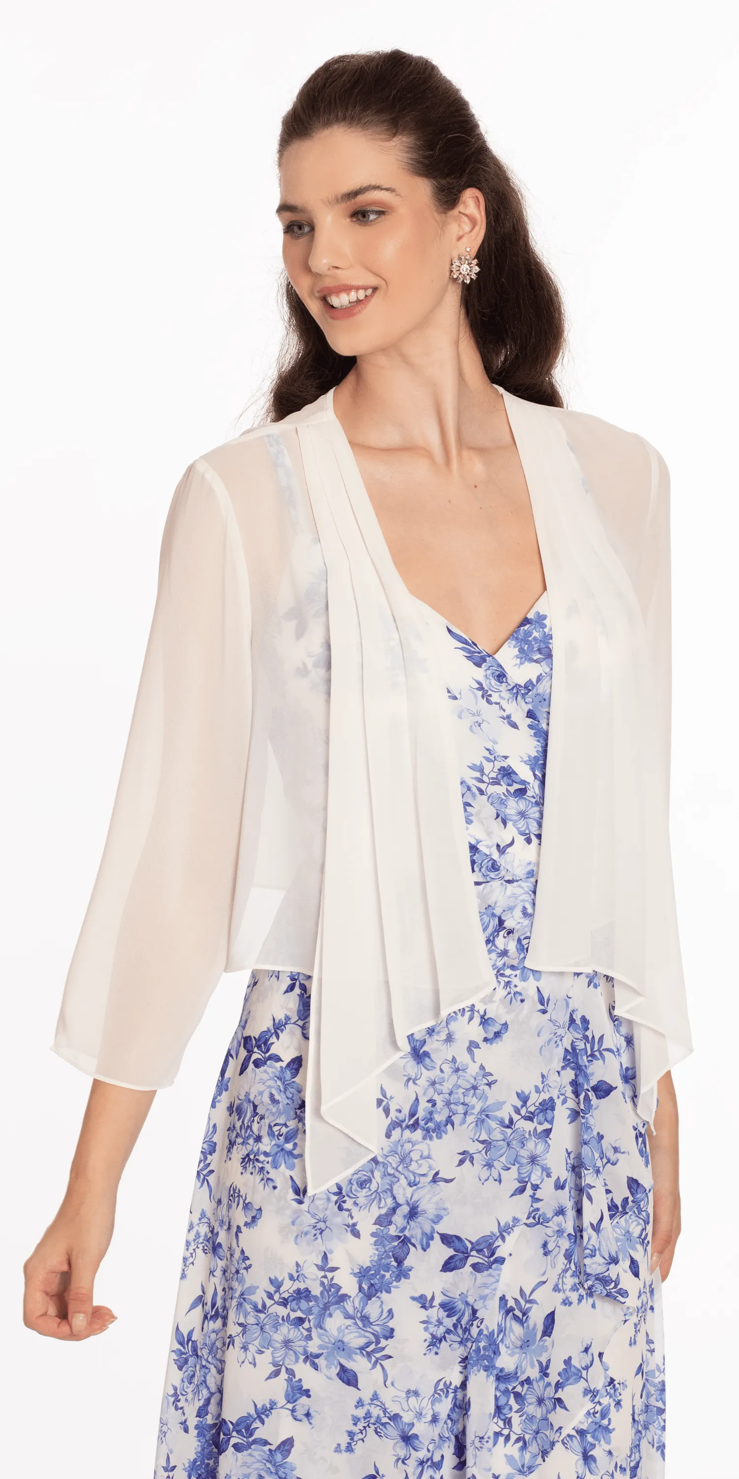 Chiffon Drape Front Jacket with Sleeves