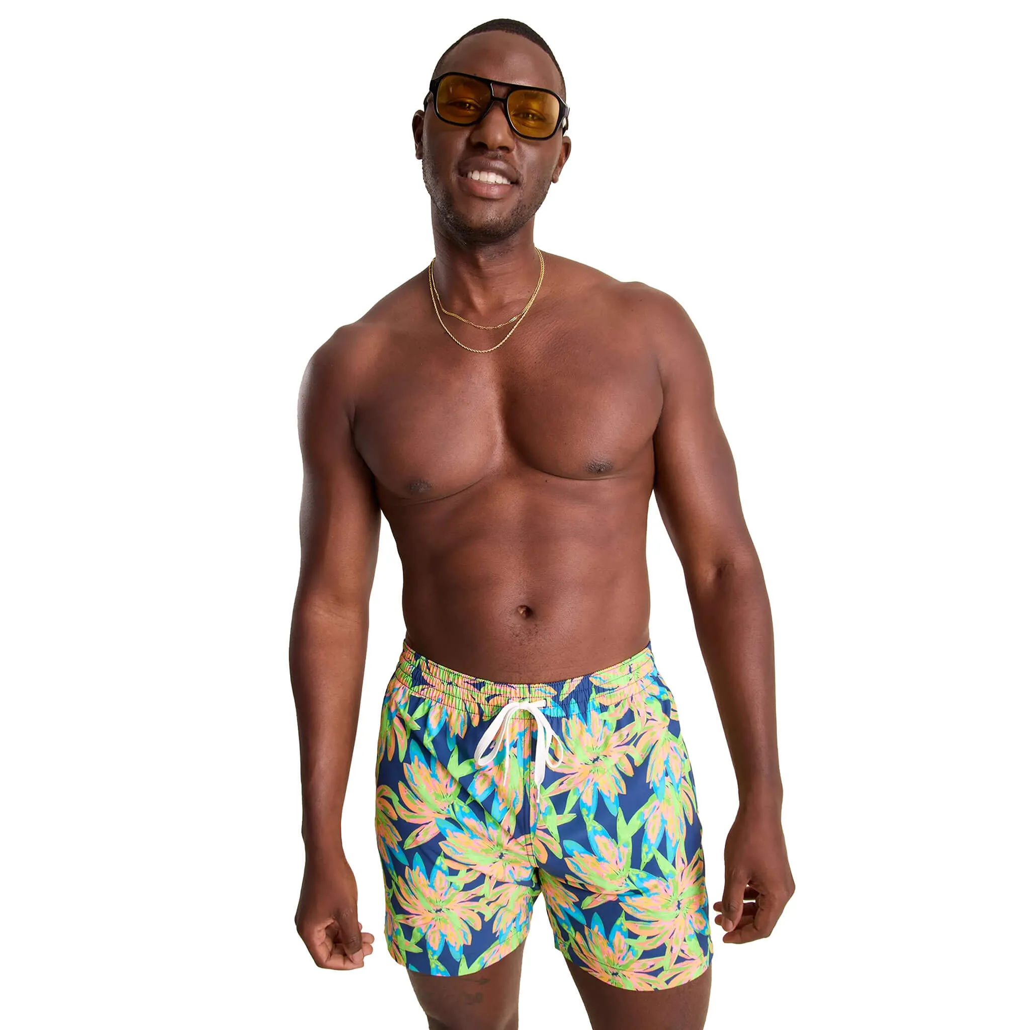 Chubbies 5.5-Inch The Ocean Flowers Swim Trunks - Bright Green - Pattern Base (Includes Plaids)