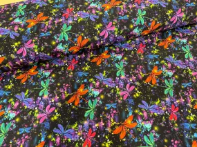 Colourful Dragonflies Brushed Athletic Fabric