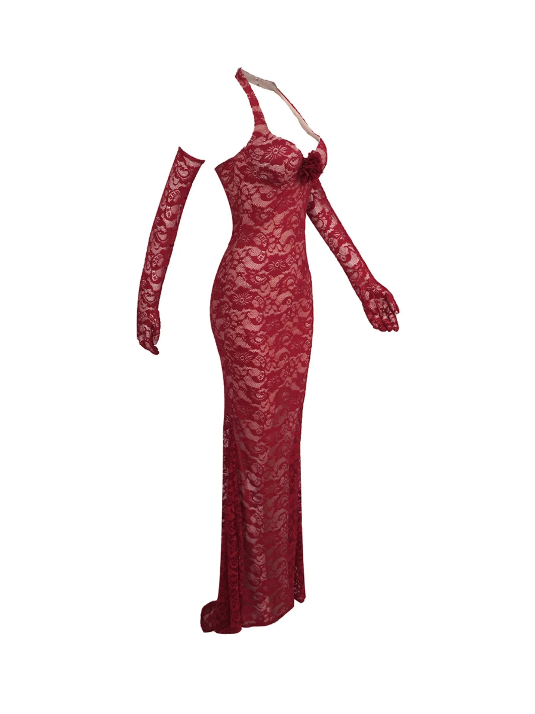 Cora Lace Maxi Dress with Gloves