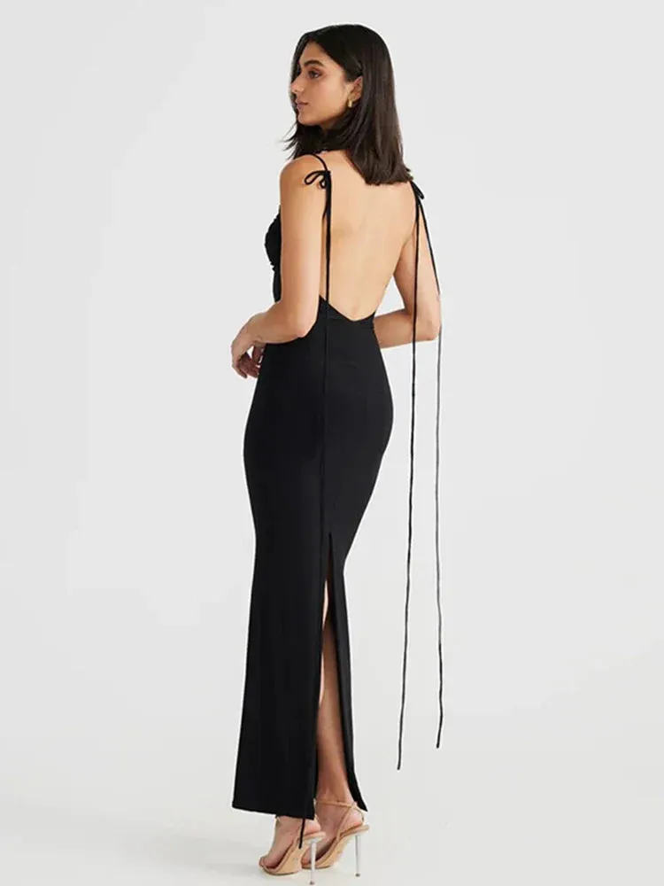 Elegant Long Halter Backless Nightclub Bodycon Sexy Spring Summer Maxi Dress