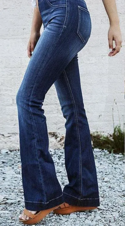 Faded Bell Bottoms Jeans - Blue