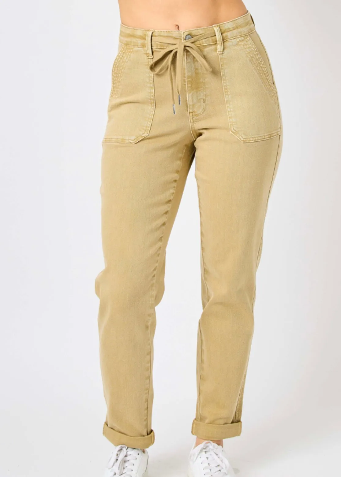 FINAL SALE - Judy Blue High Waist Khaki Jogger Jeans