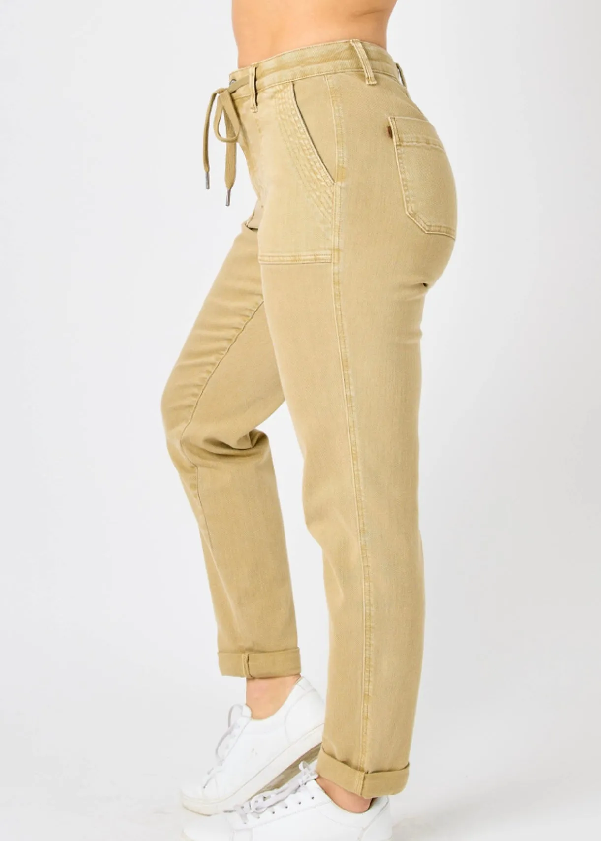 FINAL SALE - Judy Blue High Waist Khaki Jogger Jeans