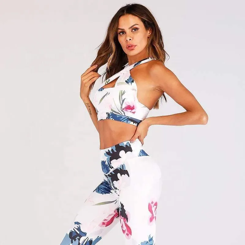 floral hollow out bandage  yoga wear