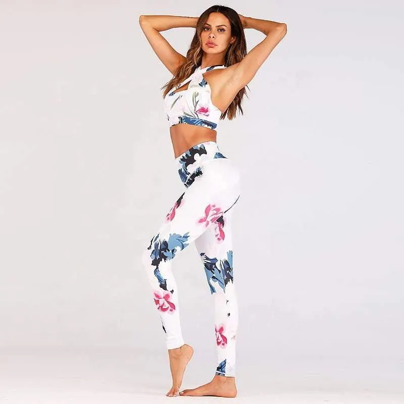 floral hollow out bandage  yoga wear