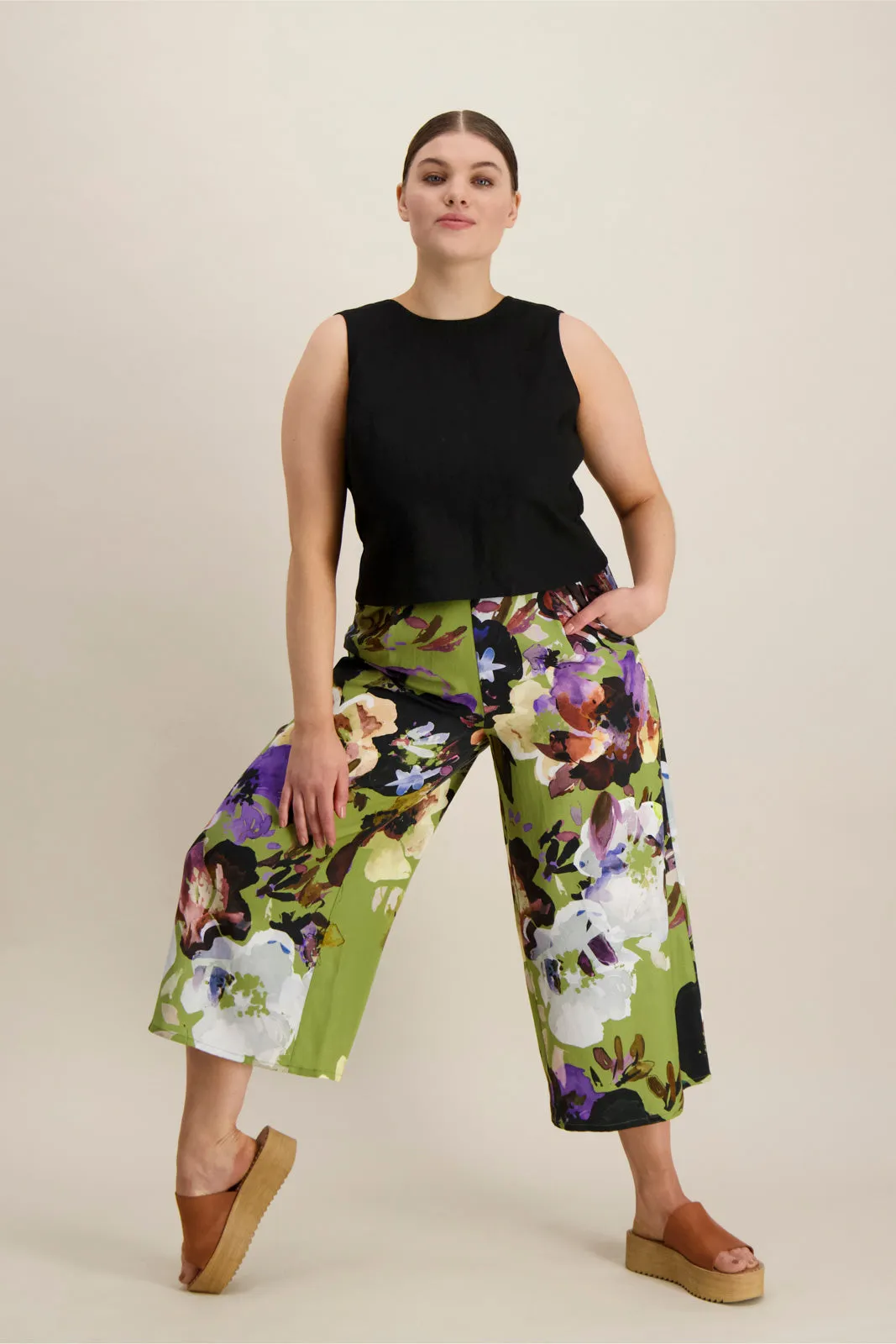 Flowy Culottes, Olive Anemone