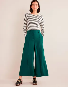 Fluid Wide Leg Culottes-Emerald Green