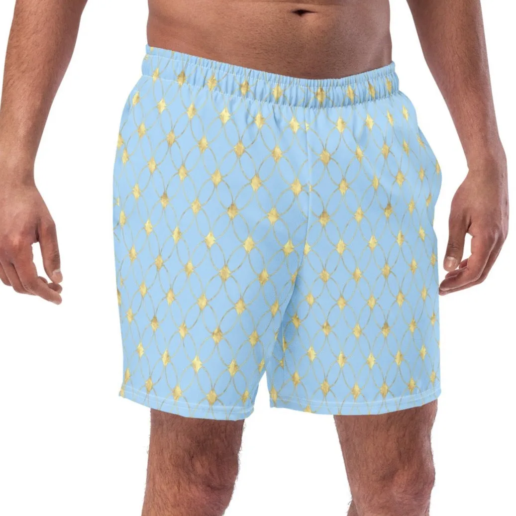 Gold glitter pattern swim trunks for men