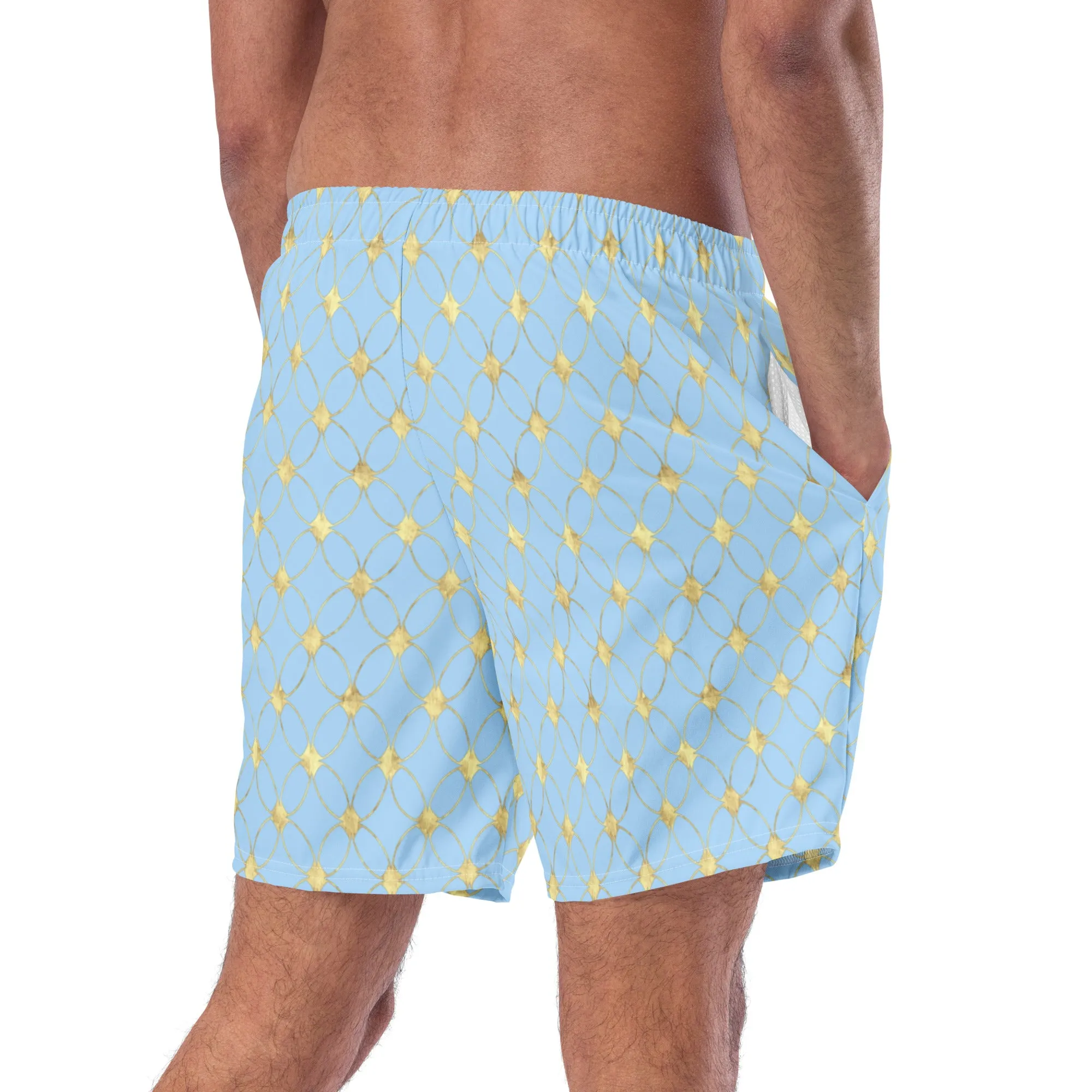 Gold glitter pattern swim trunks for men