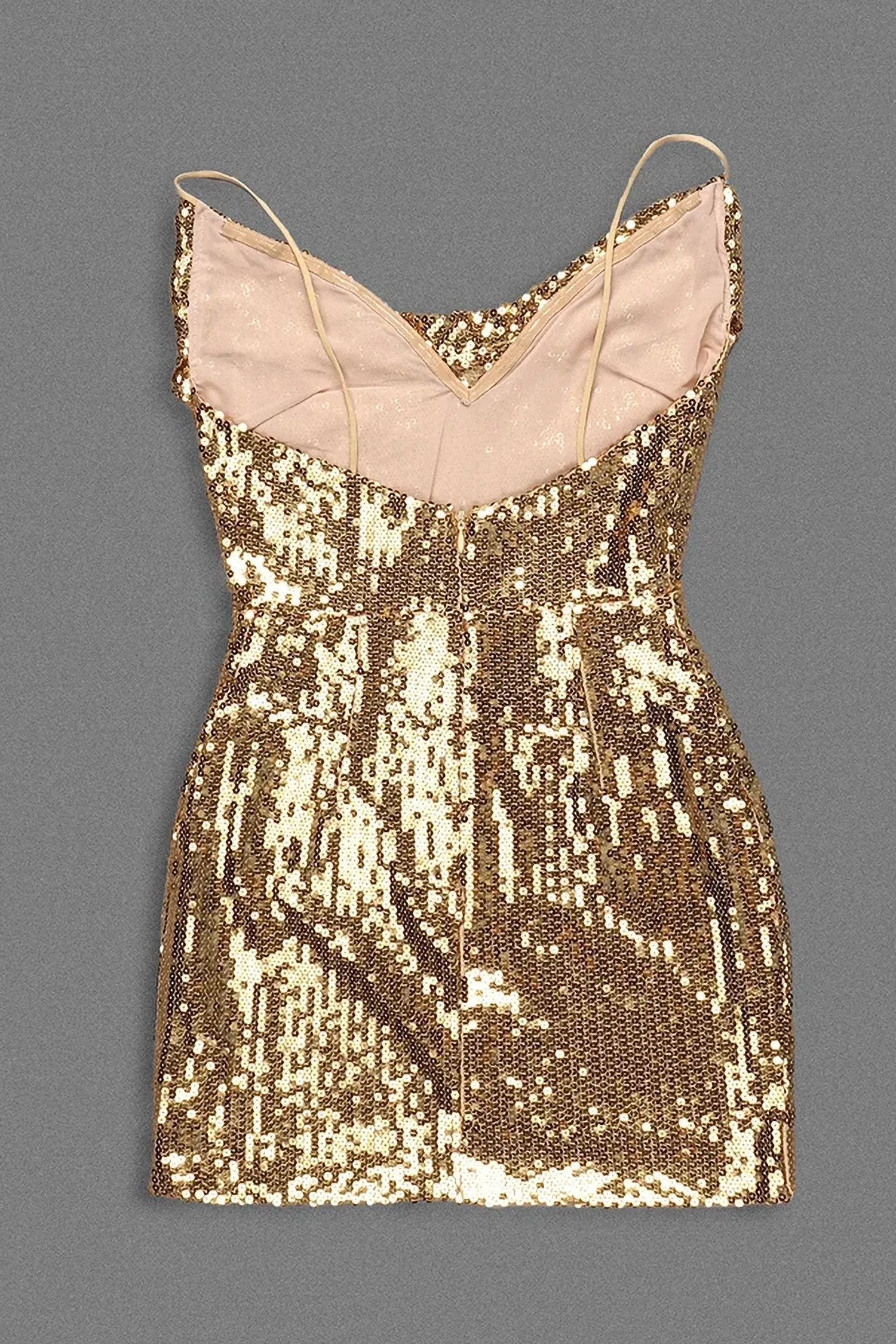 Gold Sequin Cowl Neck Mini Dress