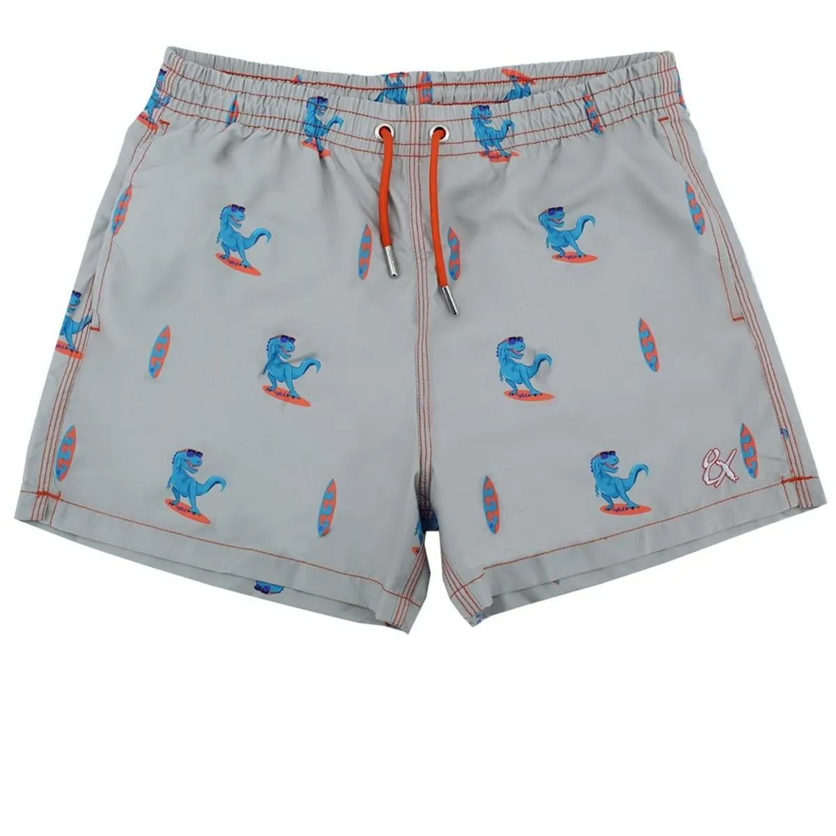 Gray Surfing T-Rex Swim Trunks by EightX