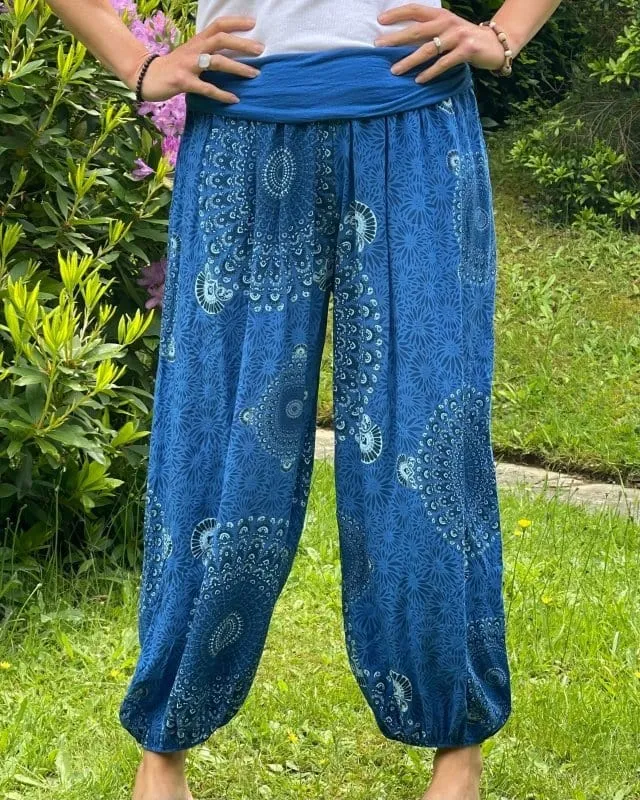 Harem Trousers - Royal Blue Mandala Print