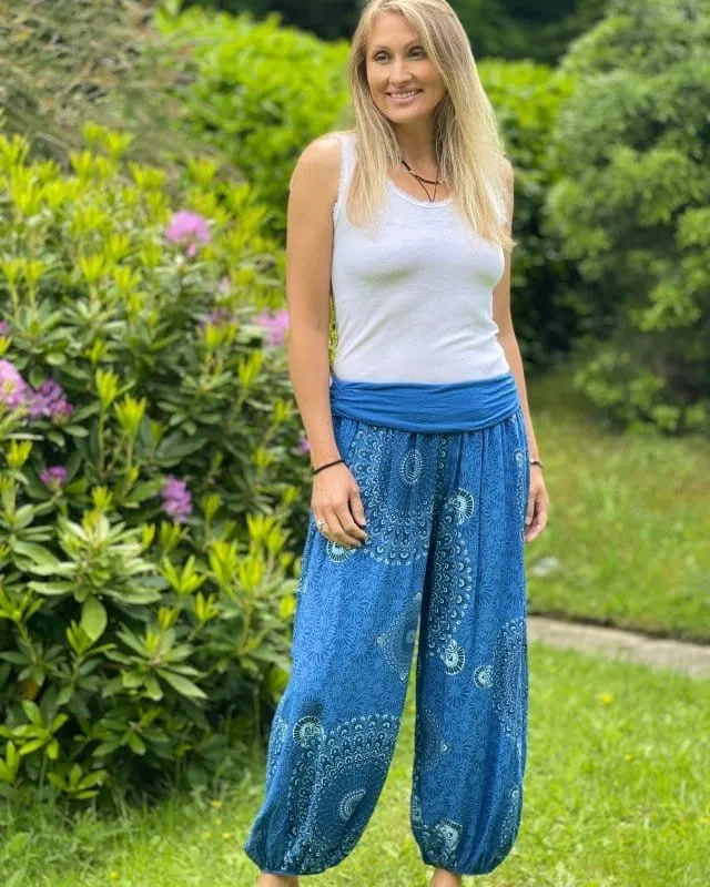 Harem Trousers - Royal Blue Mandala Print