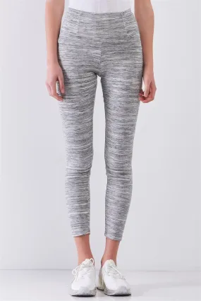 Heather Grey Basic High Waist Fit Yoga Stretchy Legging Pants /1-2-2-1