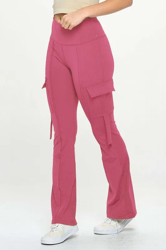 High Waisted Pocket Cargo Flare Yoga Pant