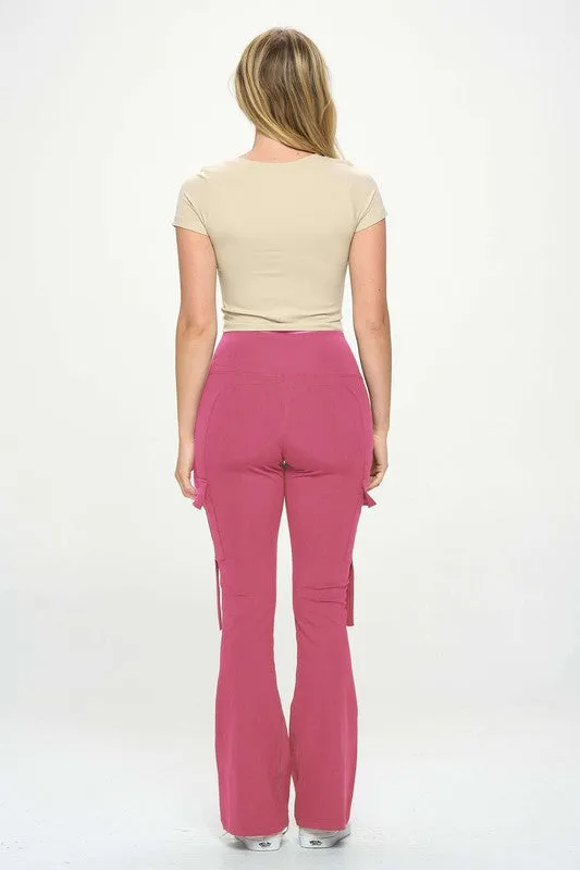 High Waisted Pocket Cargo Flare Yoga Pant