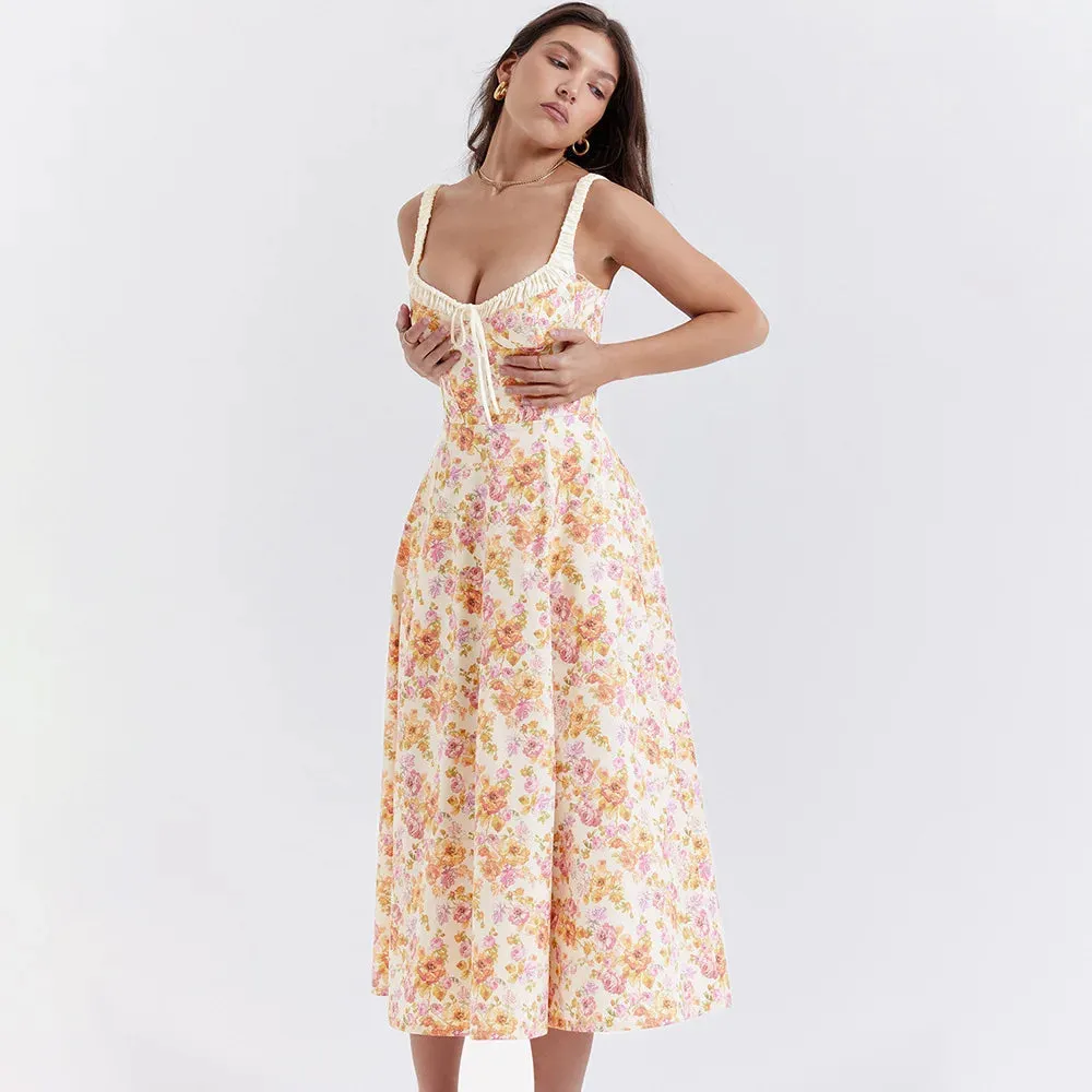 Holiday Party Evening Women Print Sexy Club Maxi Summer Flower Dress Dress