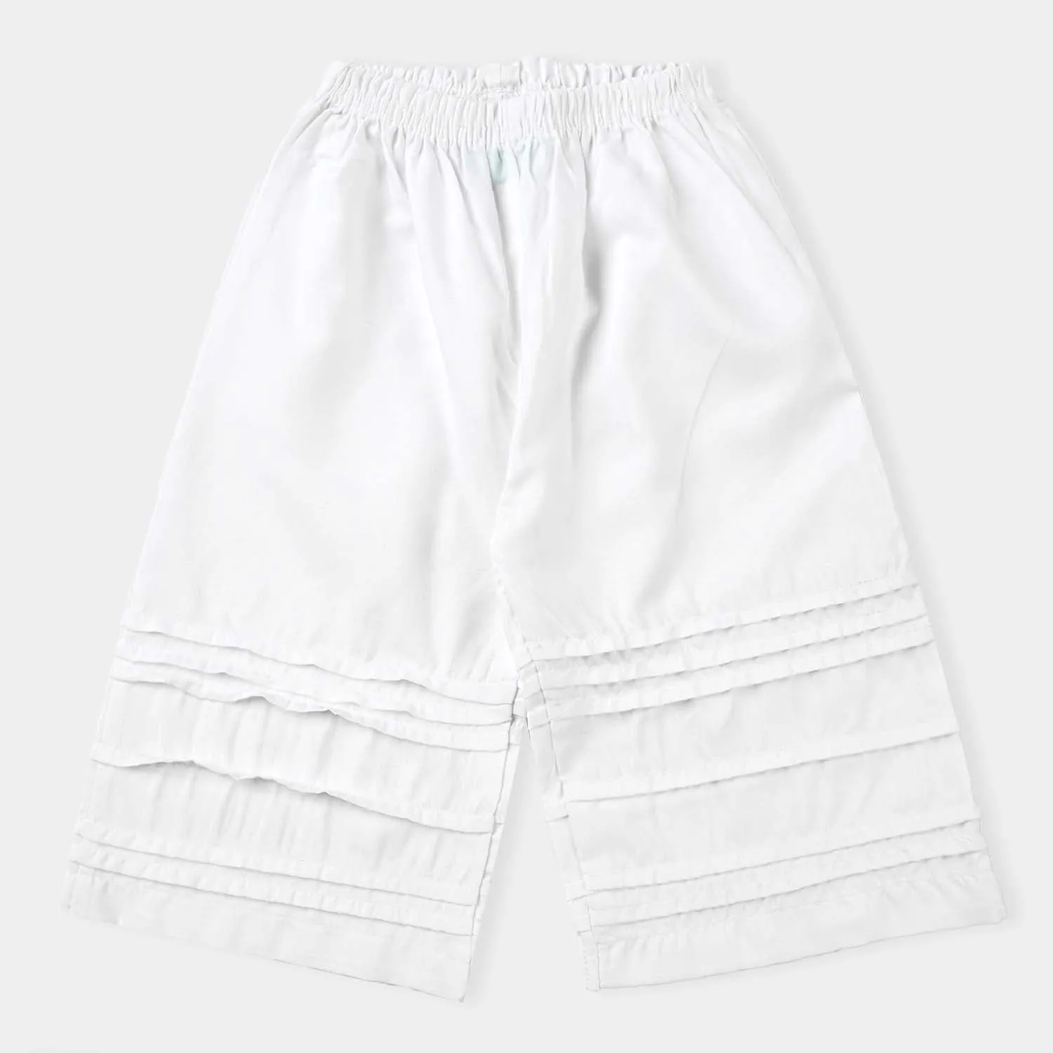 Infant Girls Cotton Pleated Culotte-White