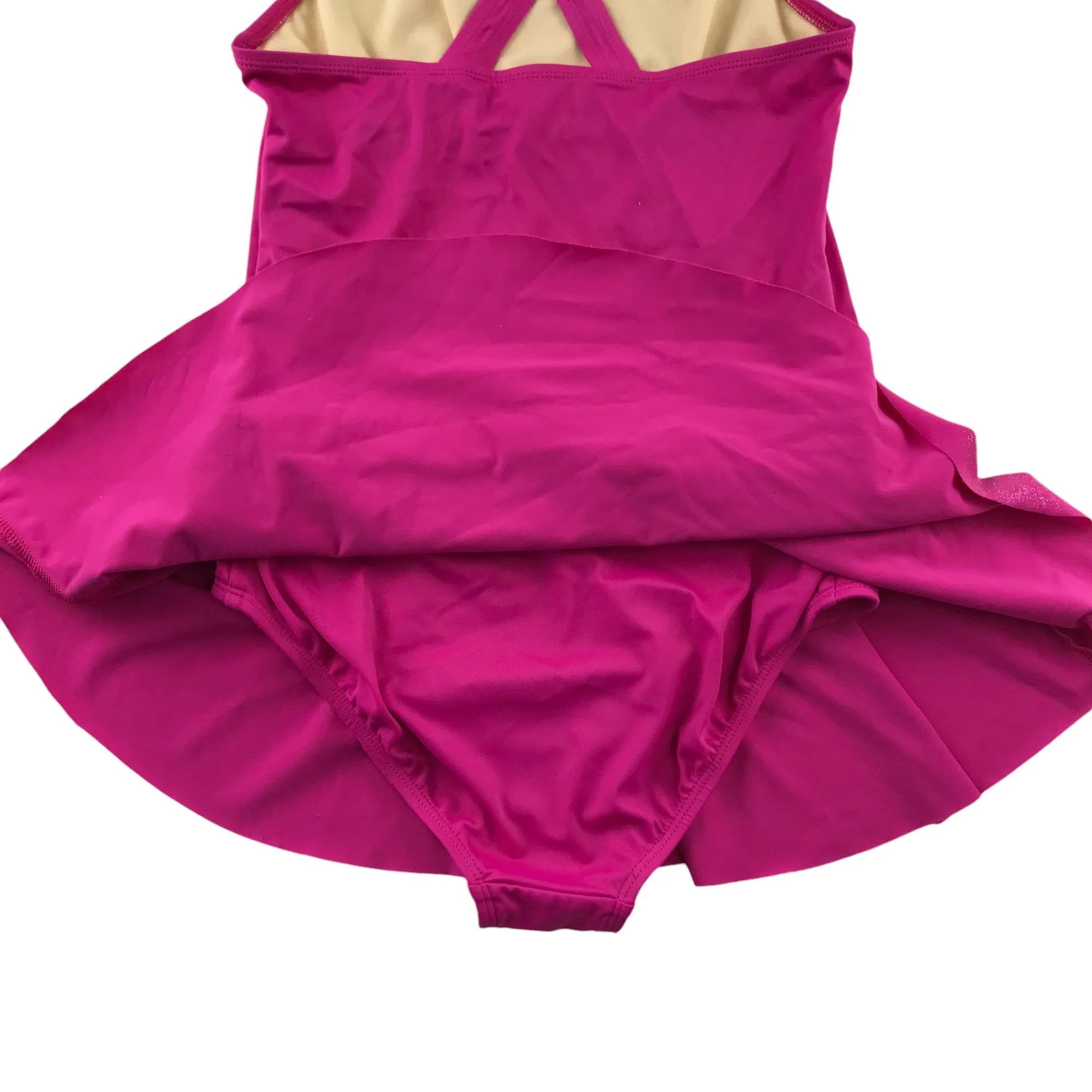 Lands End leotard with skirt 11-12 years bright pink sleeveless