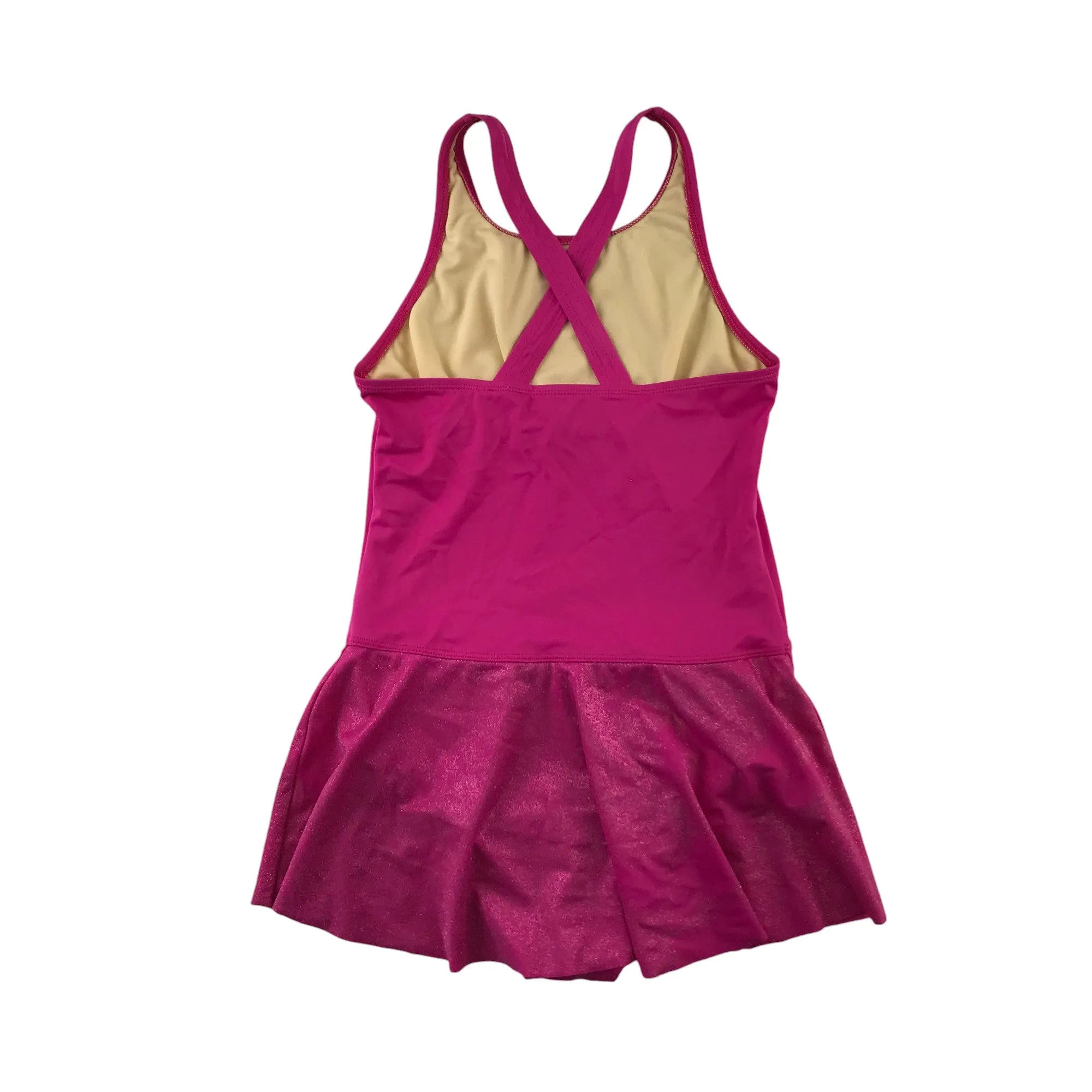 Lands End leotard with skirt 11-12 years bright pink sleeveless