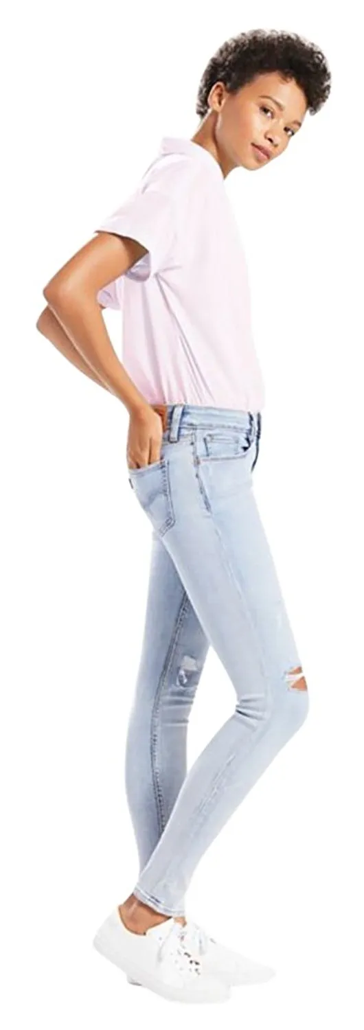 Levi's Women's 535 Super Skinny Jean Shredded Blue