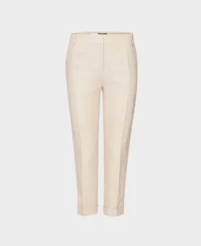 Linen Blend Cropped Turn Up Trousers