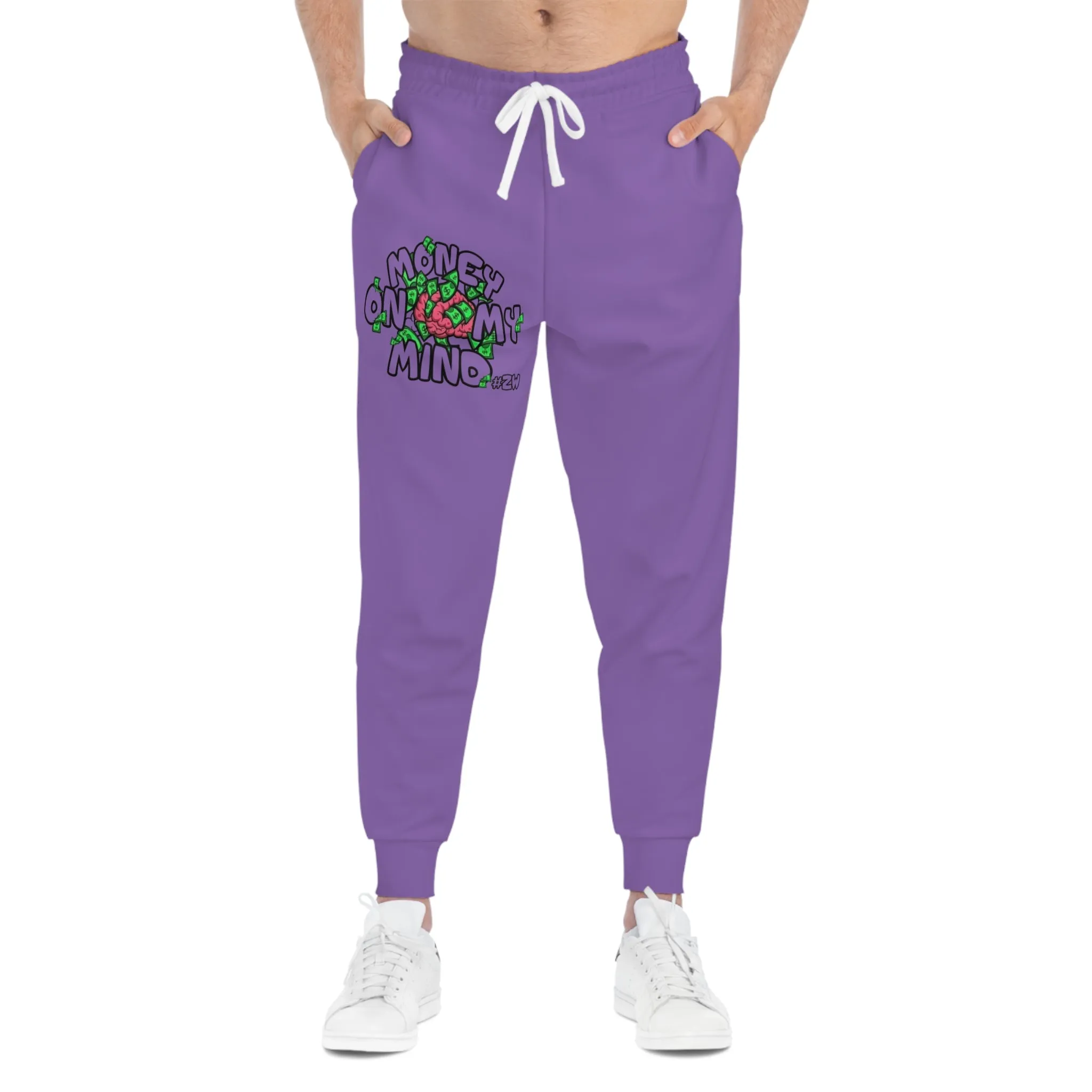 Money on My Mind Athletic Joggers - Unisex Purple Streetwear Sweatpants, Comfortable Lounge Pants, Jogging Bottoms, Workout Trousers,