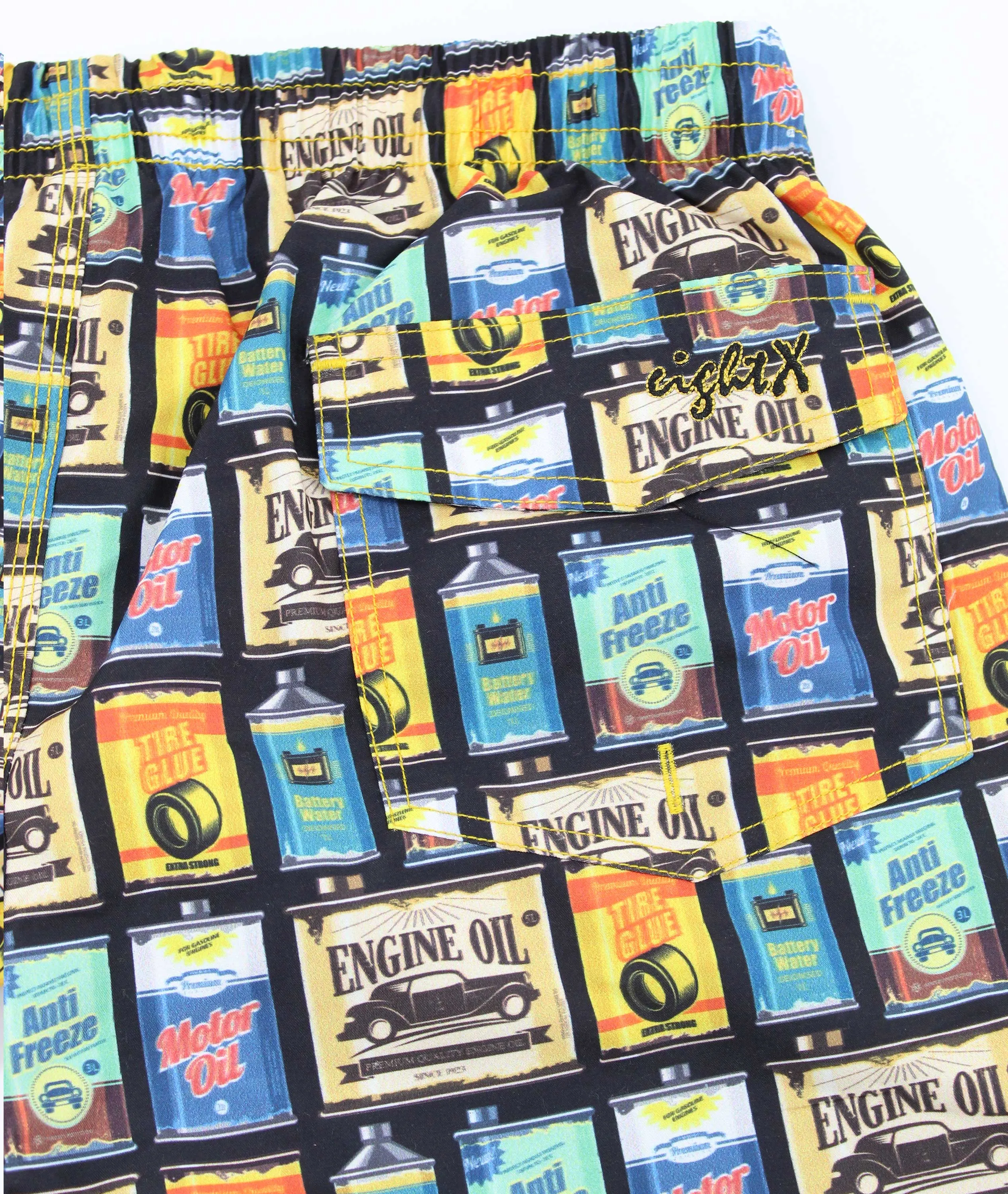 Mr. Mechanic Print Swim Trunks