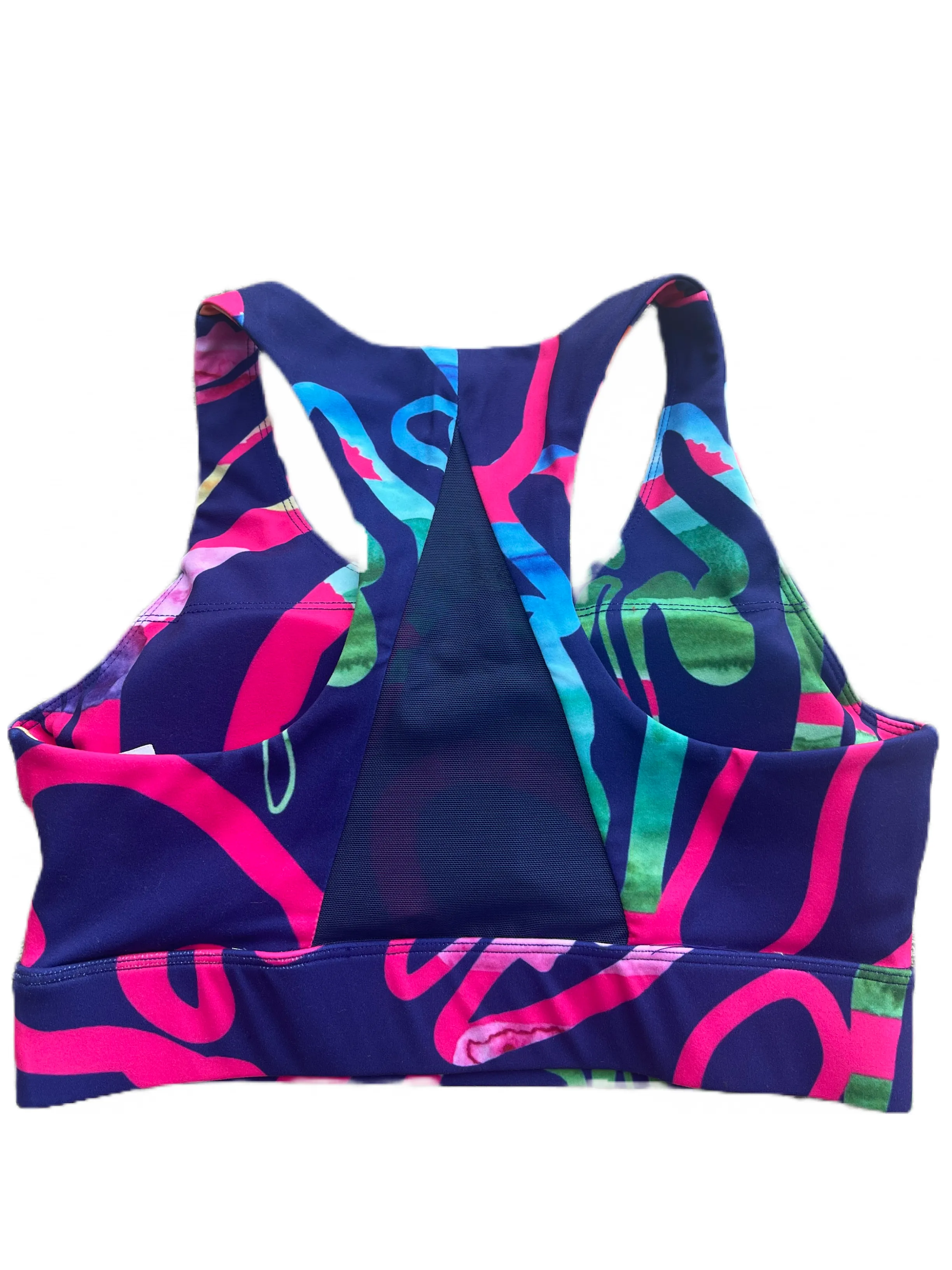 Navy and Pink linear Sports Bra