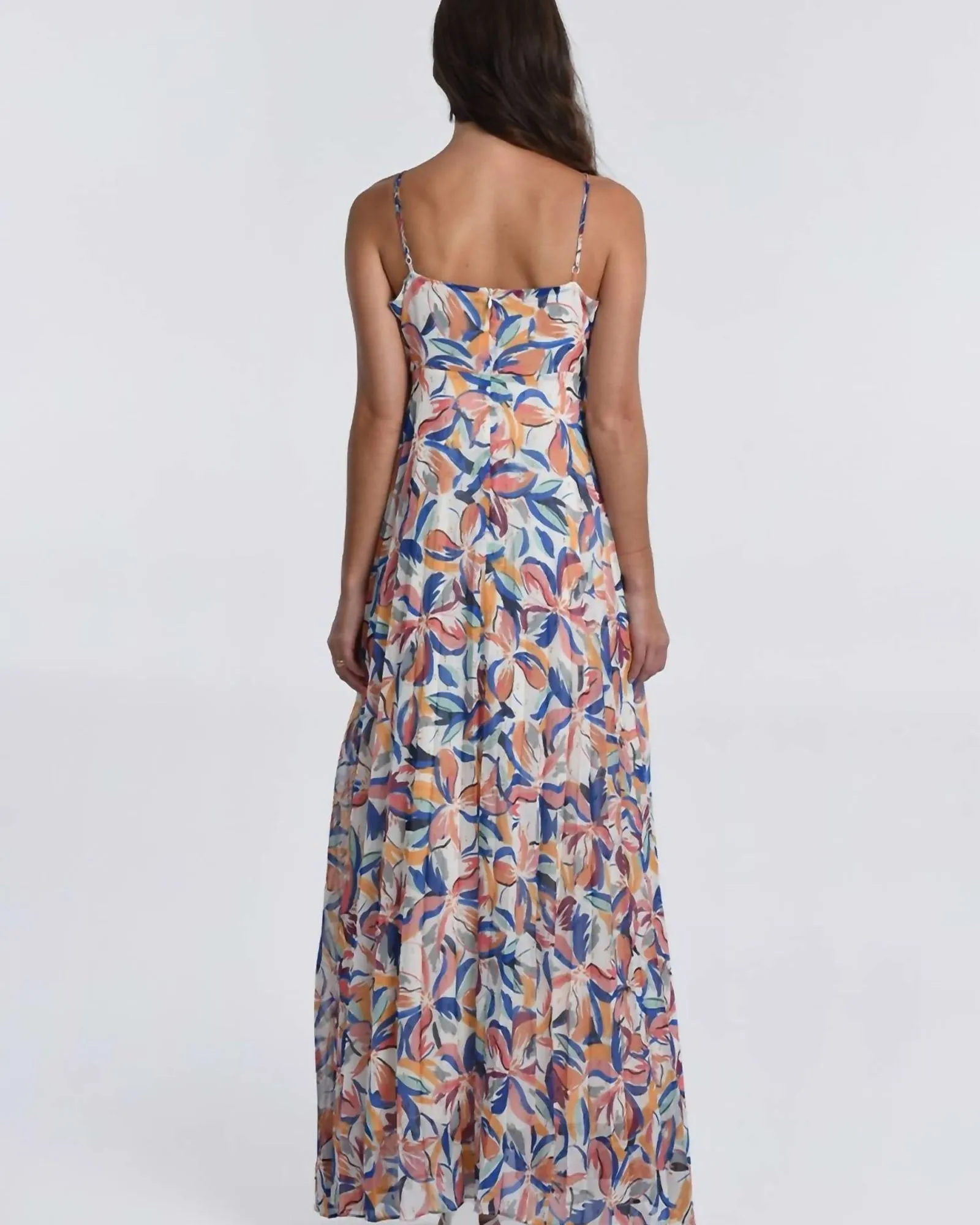 Printed Long Maxi Dress in Blue Donna | Blue Donna