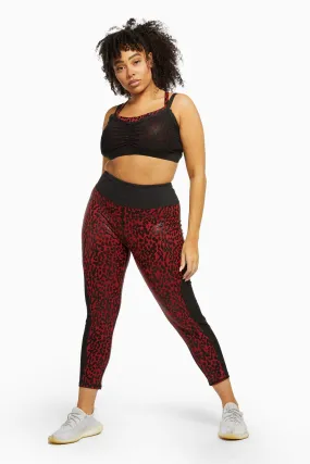 Red Wet Look Leopard High Waist Leggings Curve