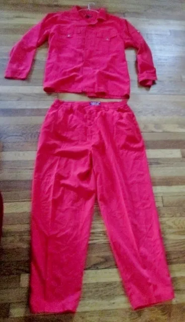 Set Mens VEEZO JEANS WEAR 2 Piece TOP BOTTOM Shirt Pants Outfit L RED Hip Hop