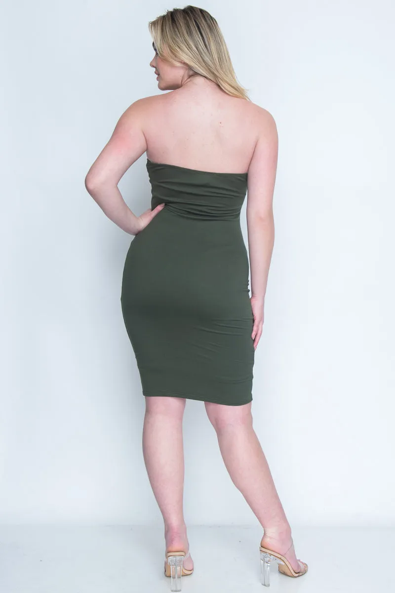 Solid Bodycon Tube Midi Dress (ED3981B)