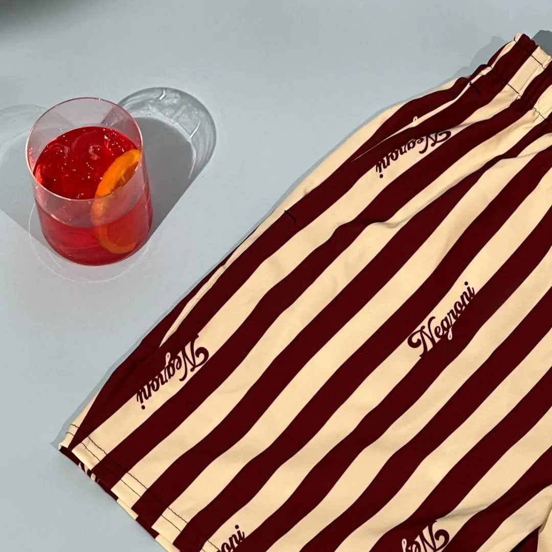 The Negroni Striped Swim Trunks