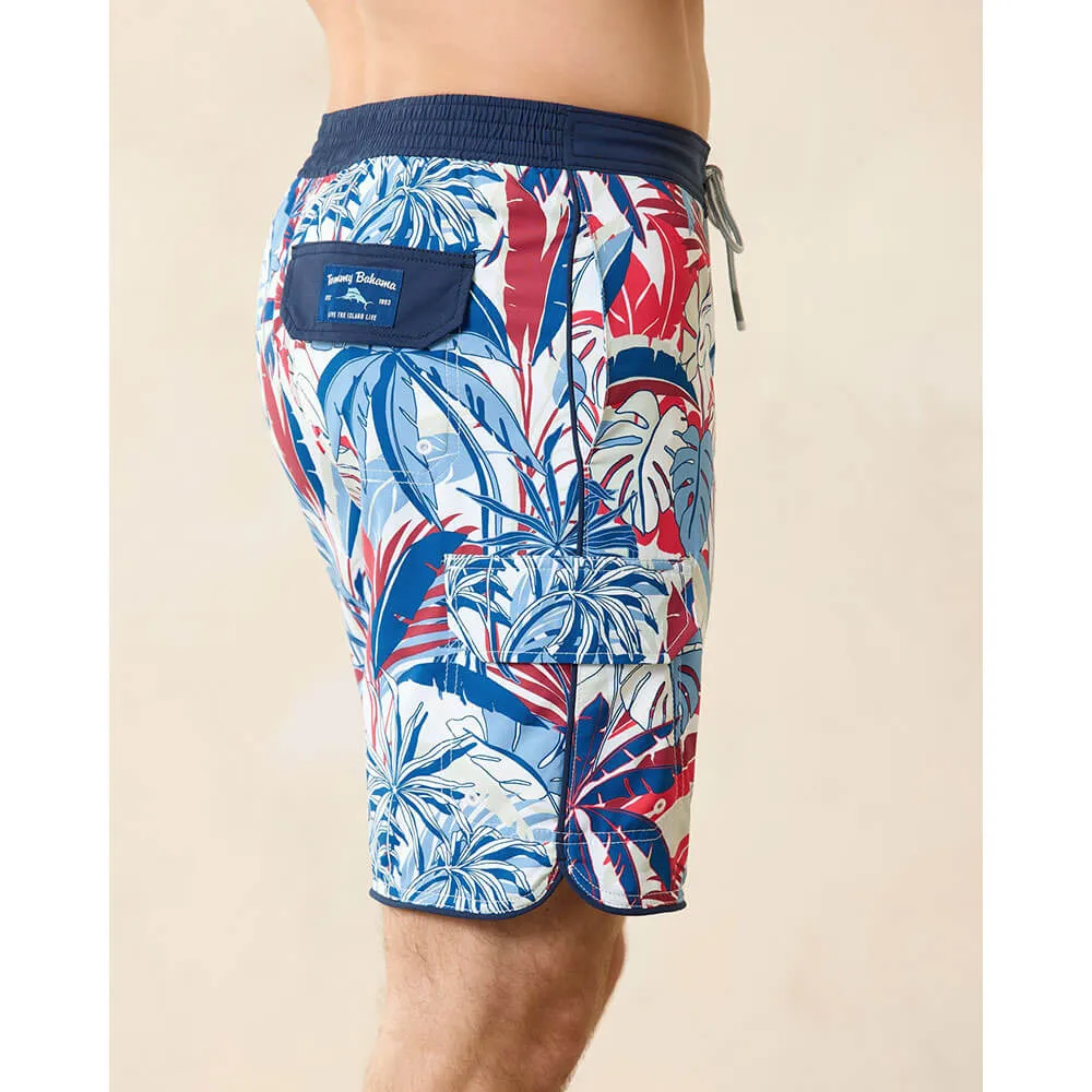 Tommy Bahama 9-Inch Baja Beachside Jungle Fronds Swim Trunks - Classic Blue