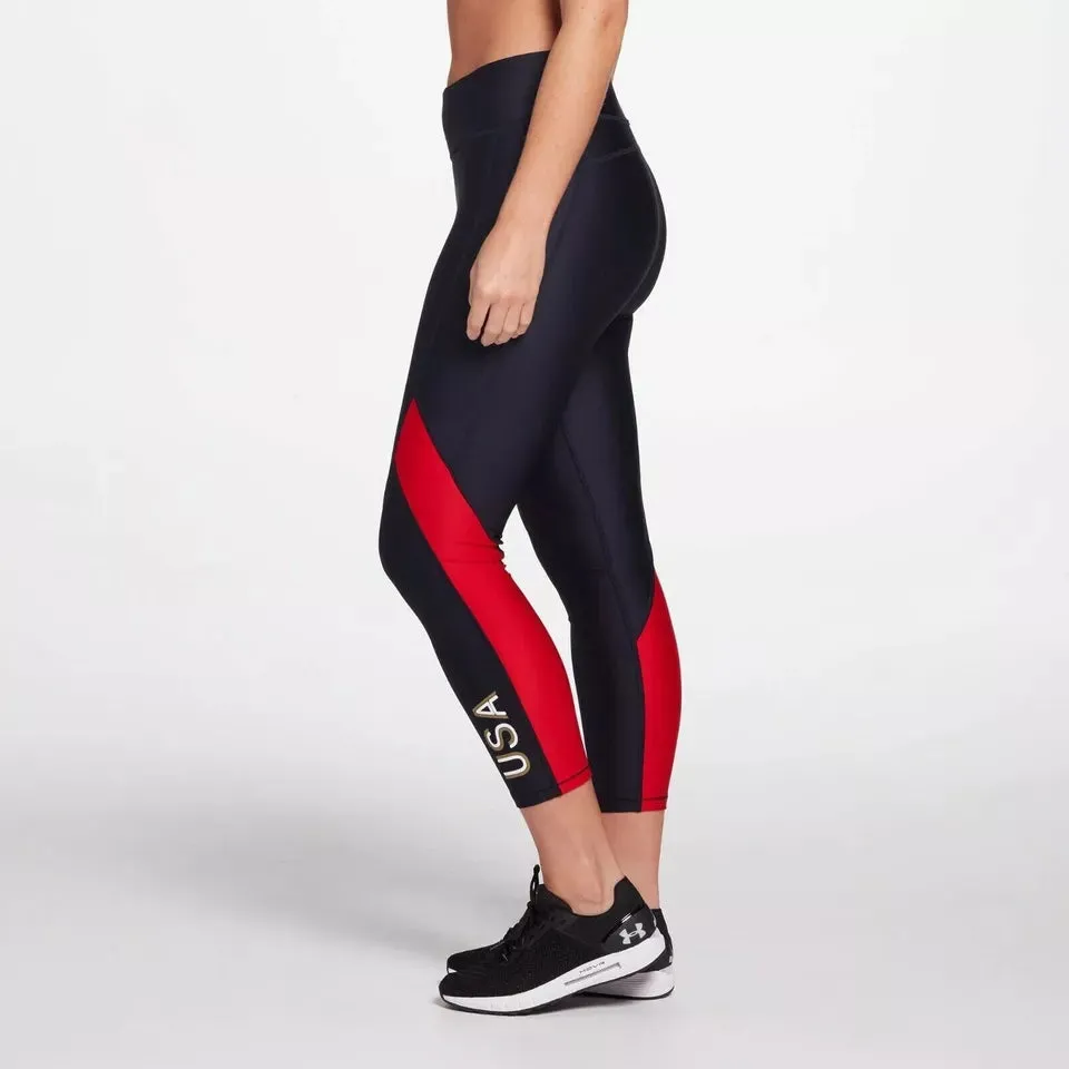 Under Armour Women's HeatGear Americana USA Leggings, Navy Red, X-Small