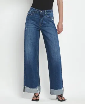 Vervet Super High Rise Cuffed Baggy Wide Jeans