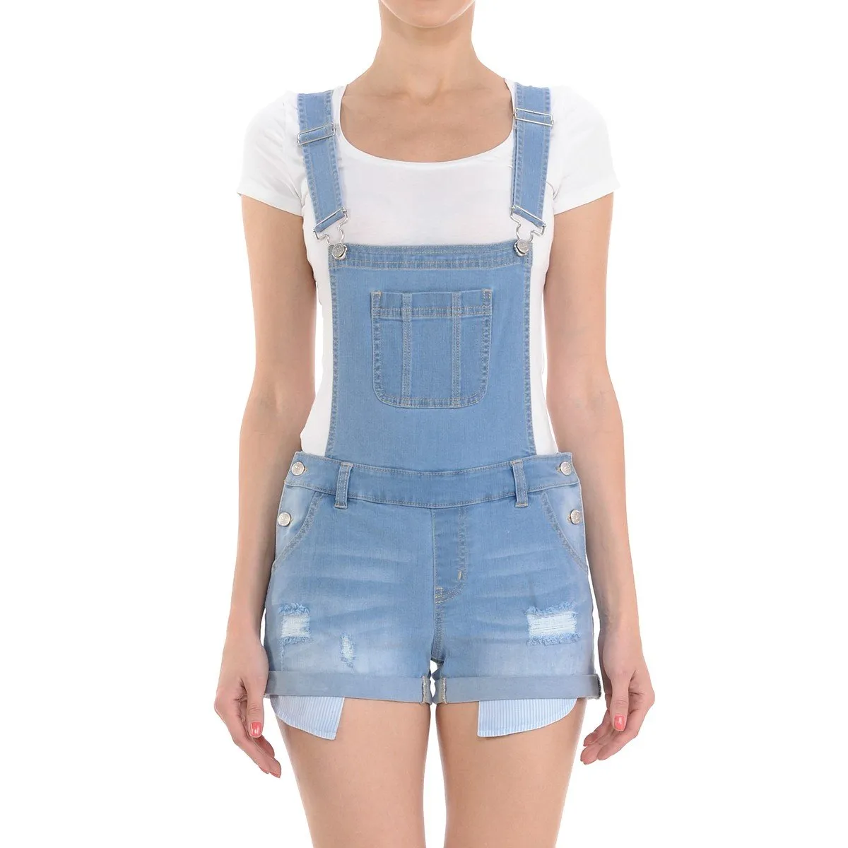 Wax Women's Distressed Shortalls